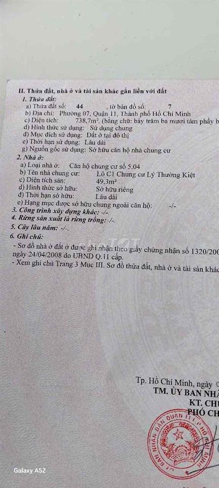 Căn hộ chung cư Lý Thường Kiệt Q11 (hàng xóm bán, không qua mô giới)