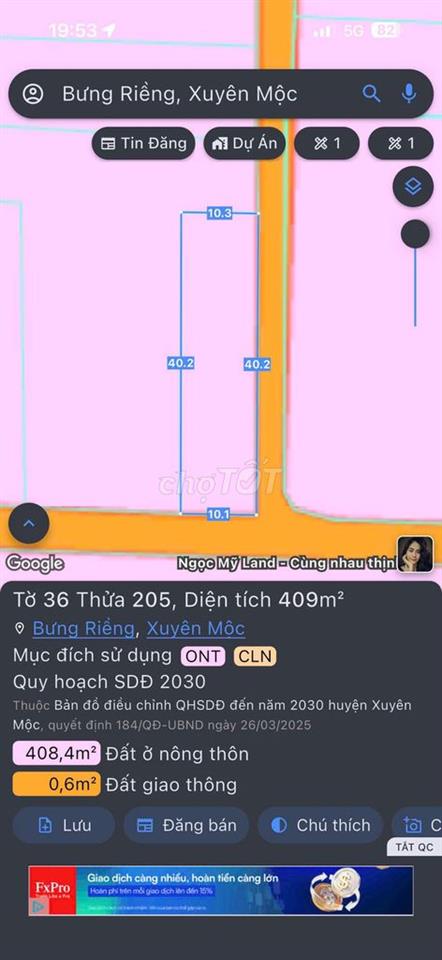Bán gấp đất Bưng Riềng xã Xuyên Mộc