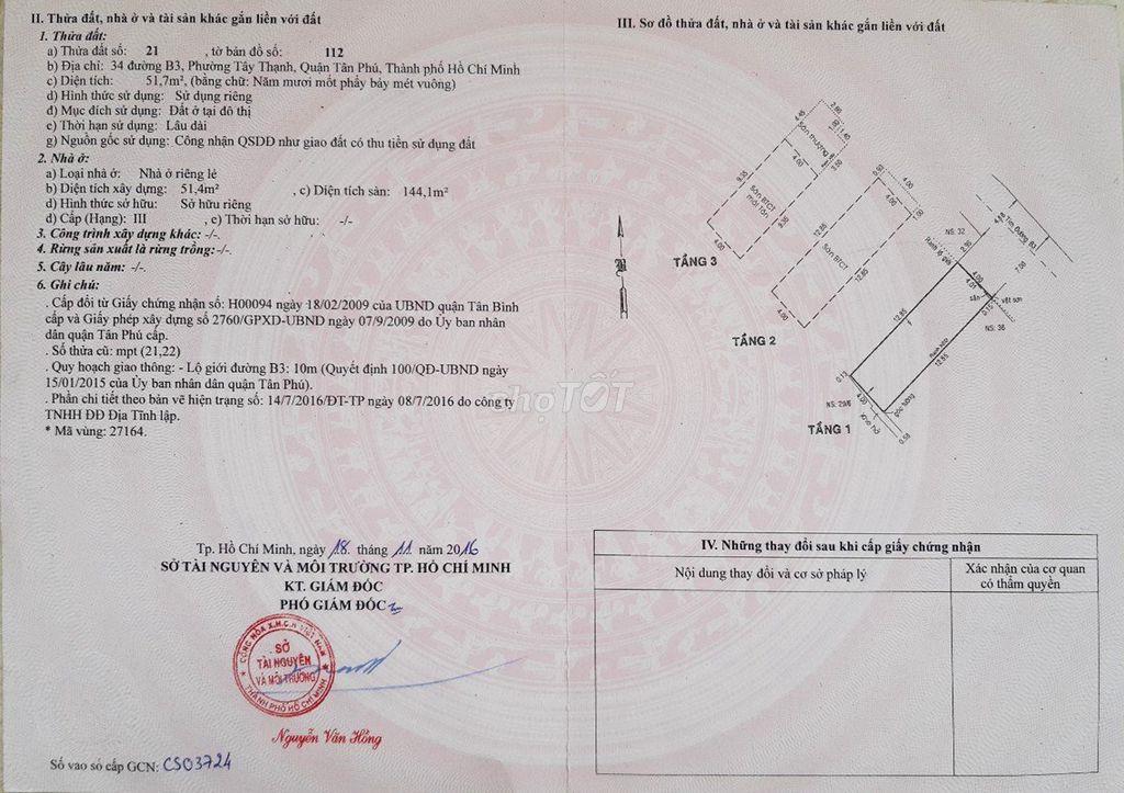 Chính Chủ Bán Cặp Nhà Liền Kề Số 34 + 36 Đường B3, Tây Thạnh, Ngang 8m