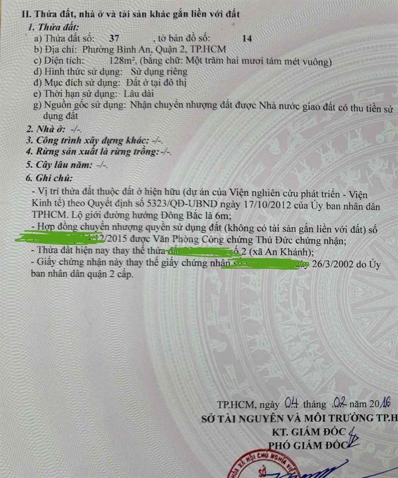 Chính chủ bán đất mặt tiền đường số 9 p Bình An q2