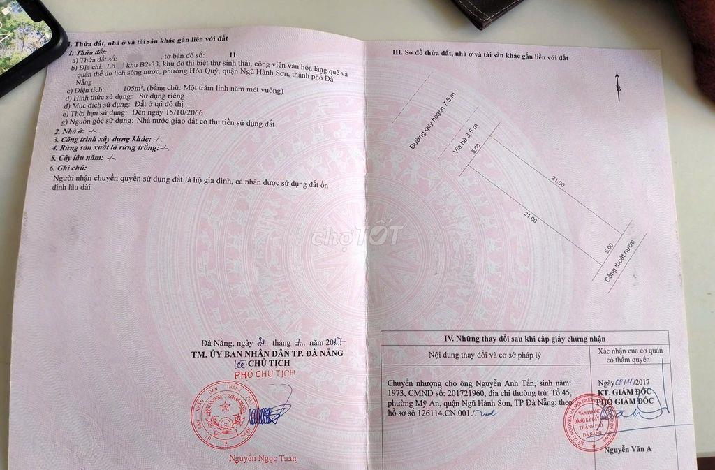 Chú Huy Đà Nẵng bán gấp đất Nam Hòa Xuân đường Hói Kiểng 5 giá 3.7 tỷ