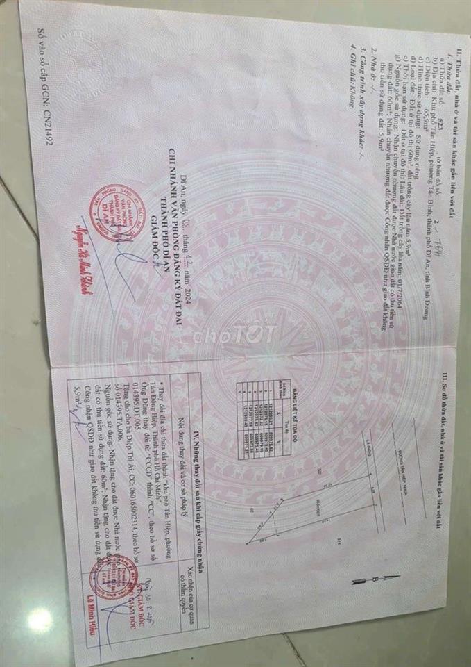 Đất mặt tiền đường tân hiệp