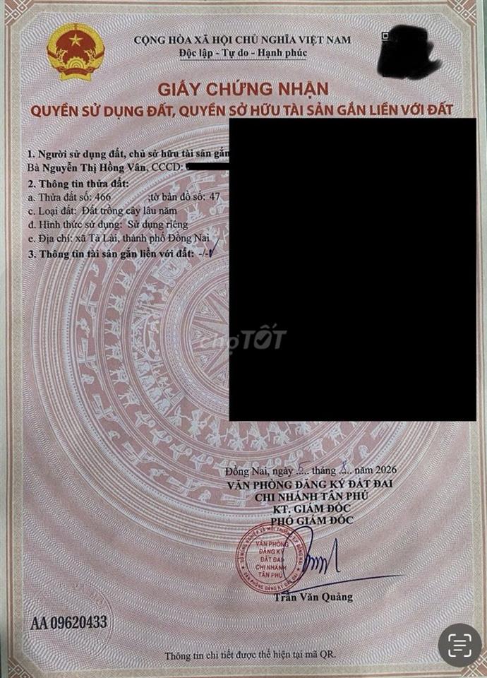 Chính chủ bán đất Tà Lài Tân Phú 1.014,5m² sổ riêng