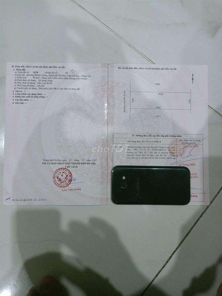 cần tiền bán lô đất tái định cư Phước Hưng mặt đường Xuân Thủy