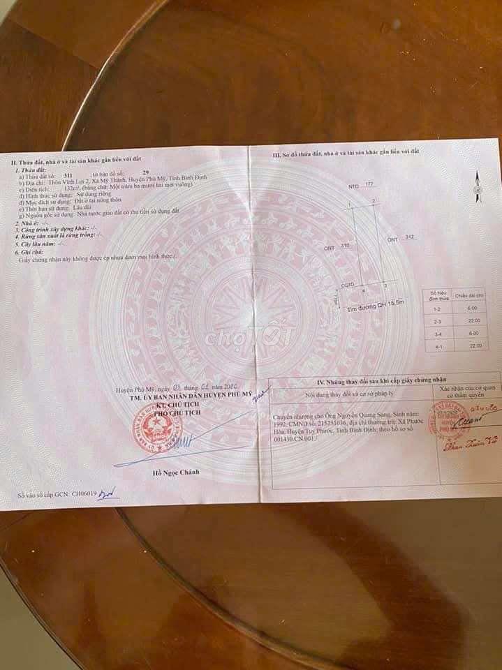 bán nhanh lô đất ngay chợ Vĩnh Lợi 2,mỹ Thành Phù Mỹ, Bình Định
