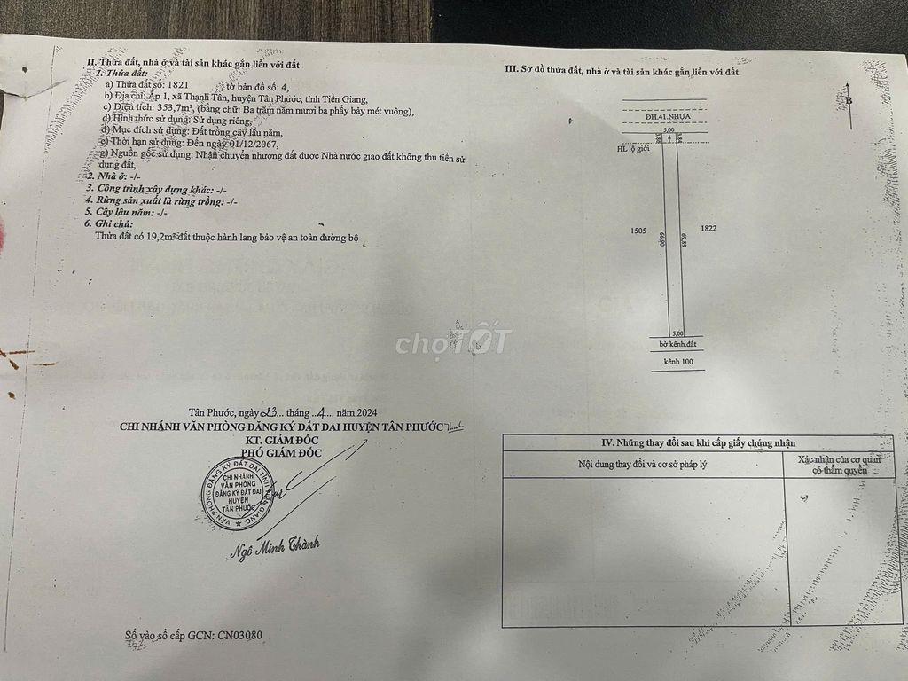 THỬA ĐẤT 41.119M2 SẲN 15.200M2 ĐẤT THỔ  MẶT TIỀN NHỰA HL 41 DÀI 180M
