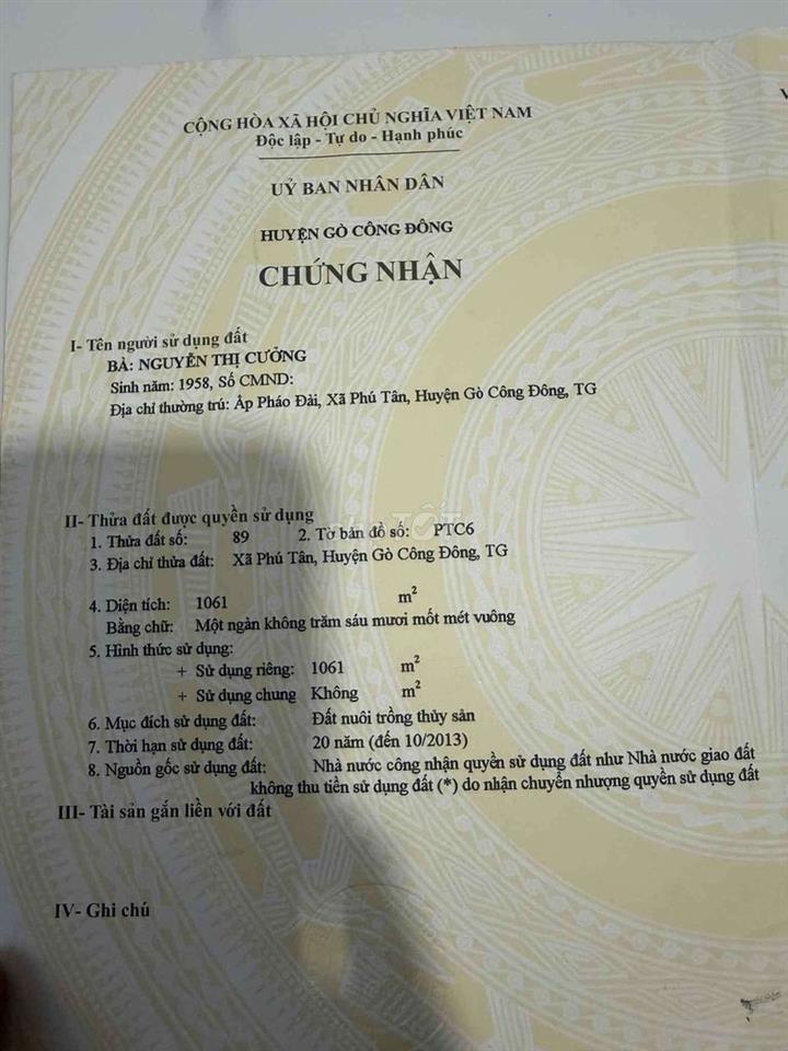 đất trồng cây,thủy sản diện tích 1ngàn m vuông
