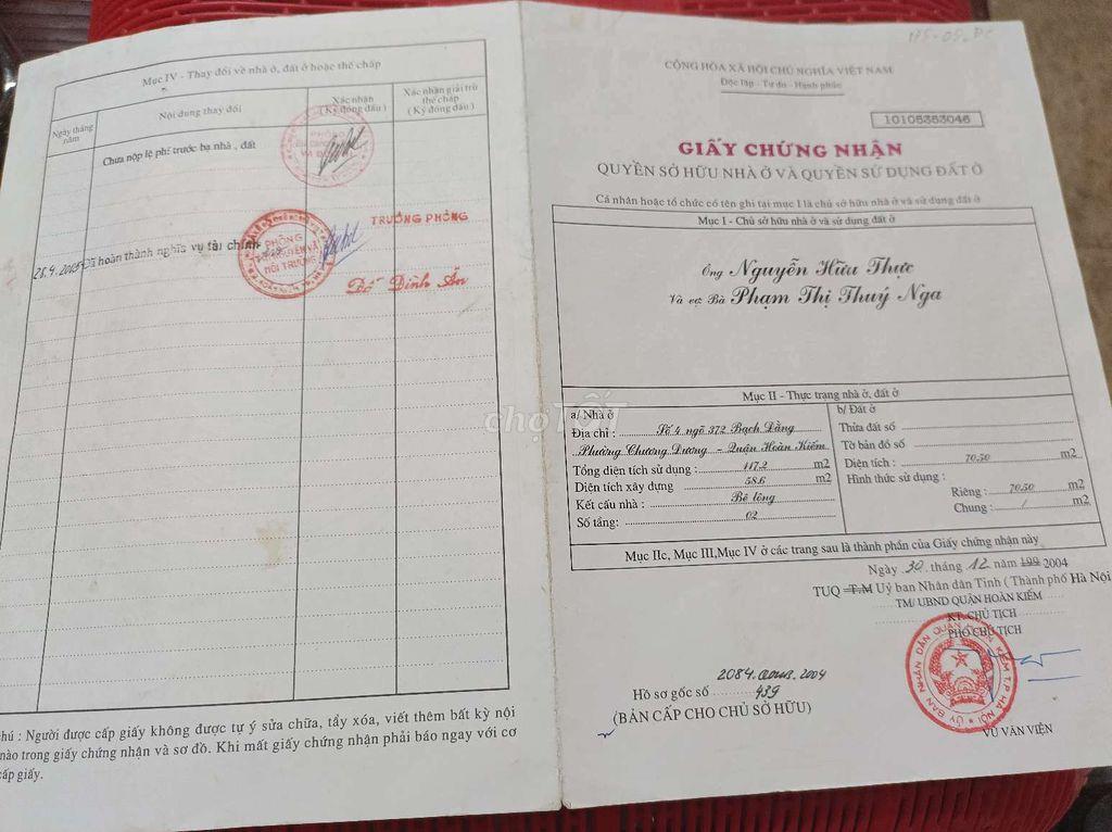 Bán nhà Bạch Đằng Hà Nội