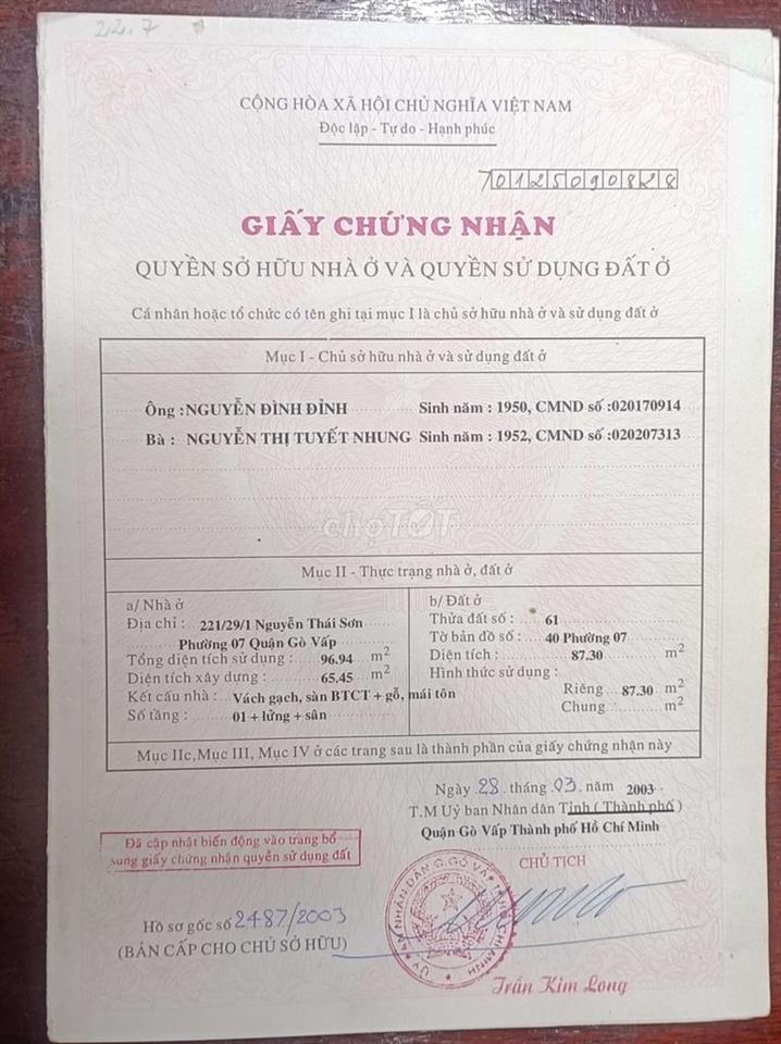 Bán nhà cấp 4