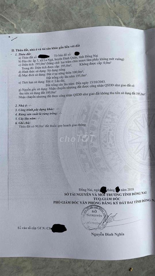 Bán đất định quán
