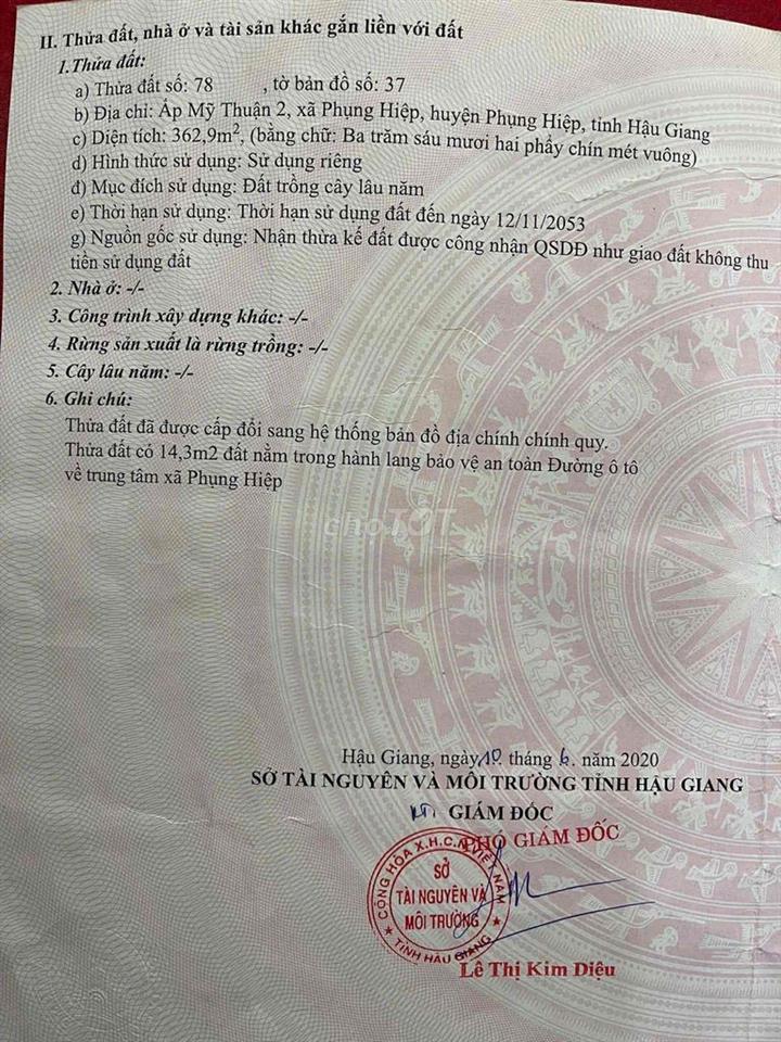 BÁN ĐẤT GIÁ RẺ  – PHỤNG HIỆP, HẬU GIANG