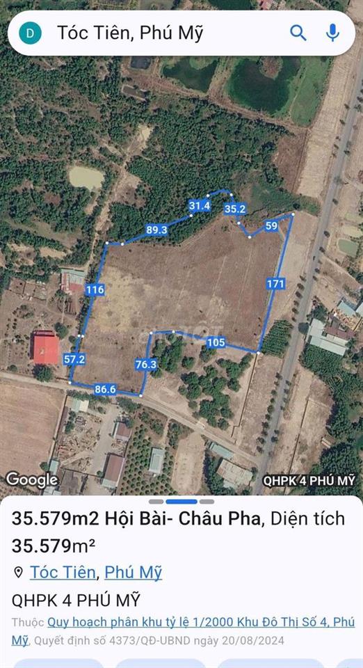 Bán Đất 35579m² giá 177 tỷ tại Xã Châu Pha TP. Hồ Chí Minh