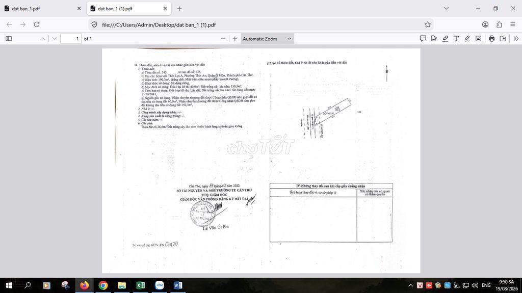 BÁN NỀN MẶT TIỀN LỘ 4M, GẦN CHỢ THỚI AN