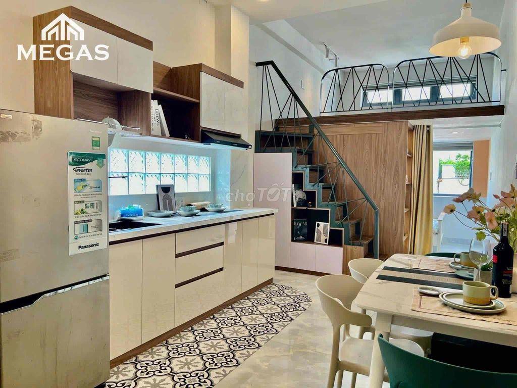 Căn hộ dịch vụ nằm tại Nơ trang long thiết kệ dạng 2 không gian ngủ