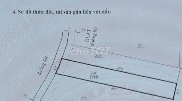 Bán Đất 1056m2 có sẵn 100 m2 thổ cư giá 1.05 tỷ