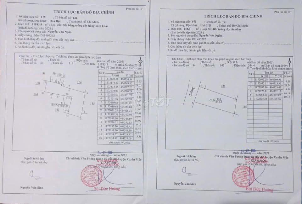 CHÍNH CHỦ CẦN BÁN 3 MẪU ĐẤT TẠI ỦY BAN XÃ HÒA HỘI – XUYÊN MỘC