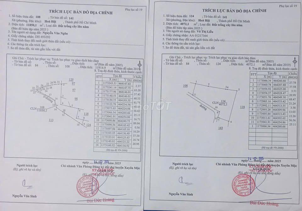 CHÍNH CHỦ CẦN BÁN 3 MẪU ĐẤT TẠI ỦY BAN XÃ HÒA HỘI – XUYÊN MỘC