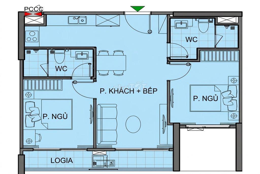 Căn mới chưa qua sử dụng, 2PN 73m² tầng 8 BE1, ban công thoáng