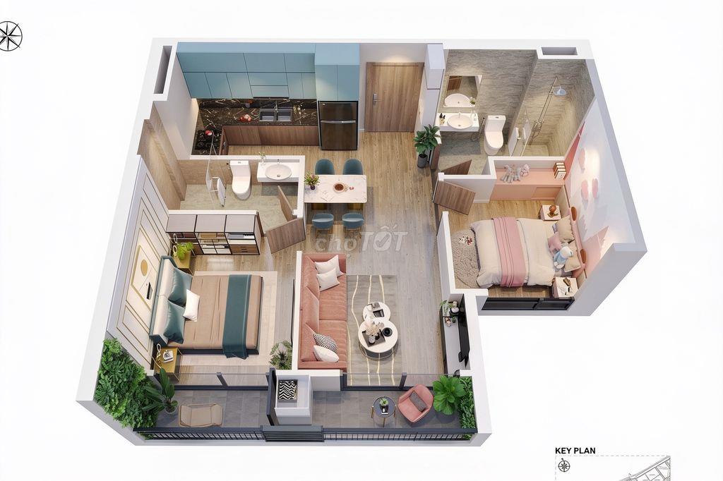 Căn mới chưa qua sử dụng, 2PN 73m² tầng 8 BE1, ban công thoáng