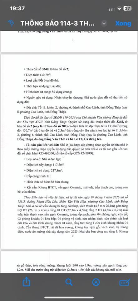 Nhà gắn liền với đất ở cao lãnh phường 6 cũ