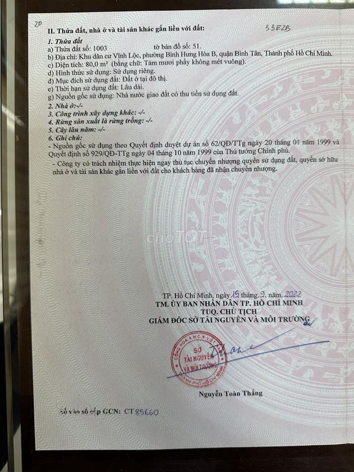 Bán đất nhóm 2 KDC Vĩnh Lộc