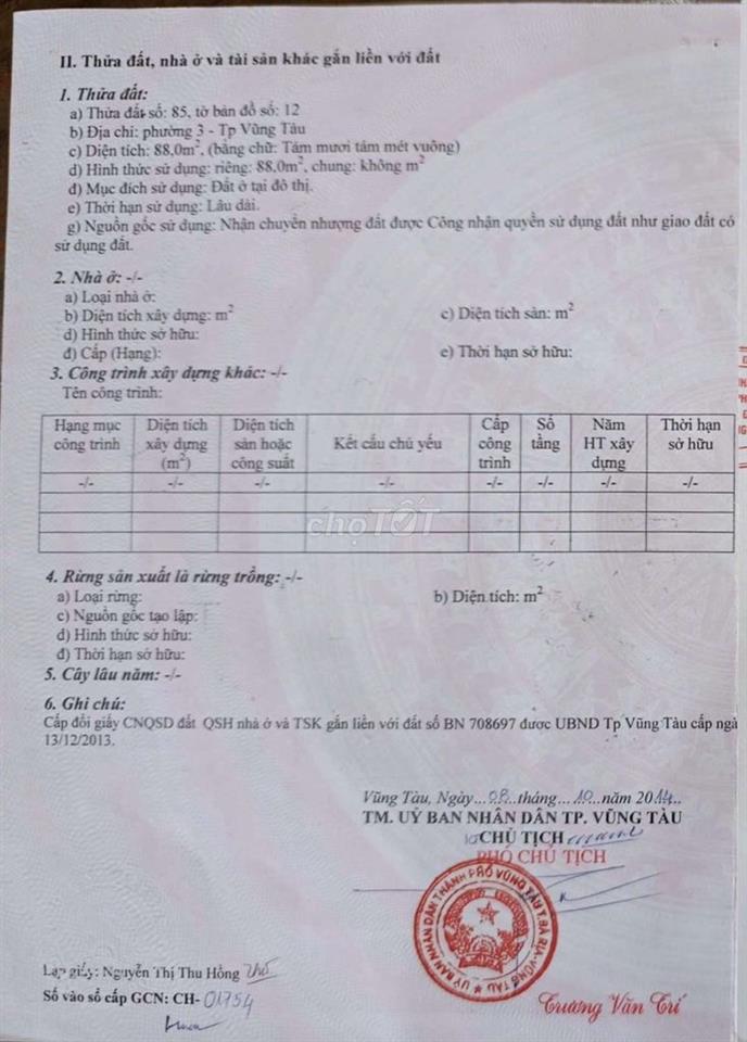 Bán nhà phường 3, VT, 88m2, ngang 7m, hẻm xe máy