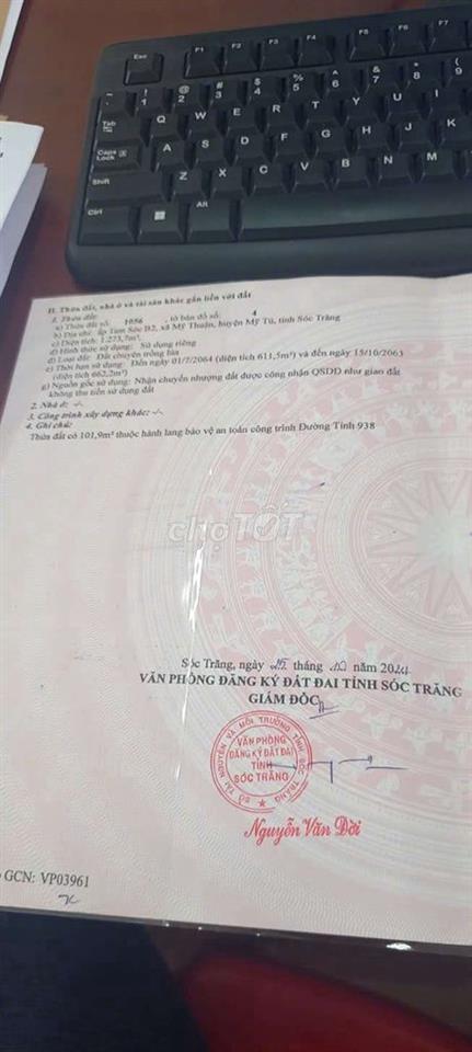 Đất nền thổ cư đường tỉnh 938