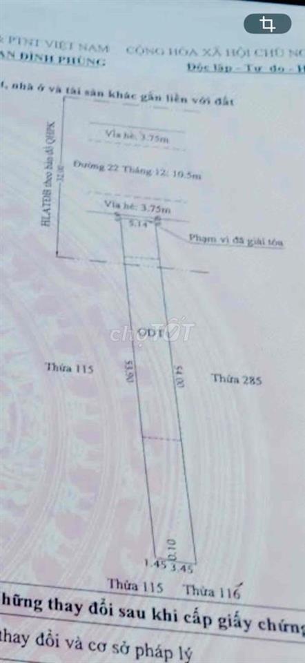 bán đất mặt tiền đường 22/12 Thuận Giao- Thuận An