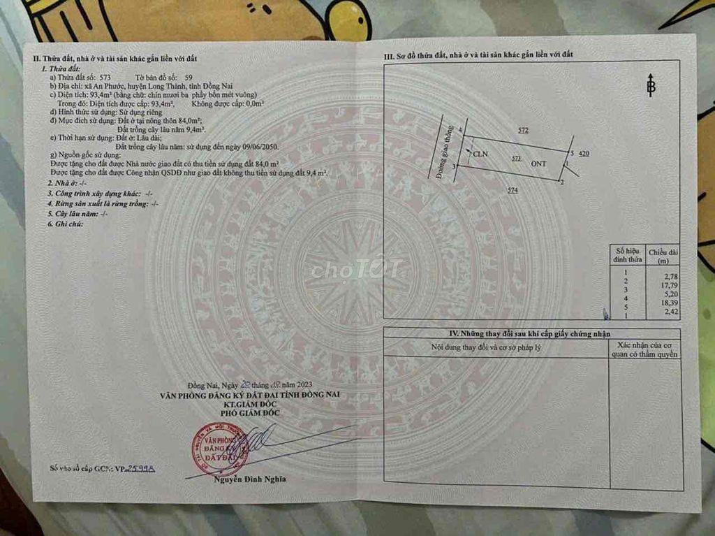 chính chủ cần bán đất trung tâm Lê Duẩn, Long Thành, Đồng Nai