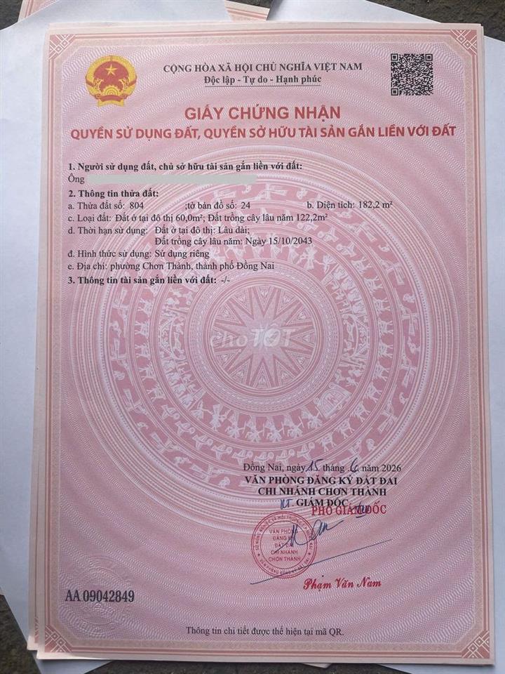 Đất phường CHơn Thành gần chợ gần trường học