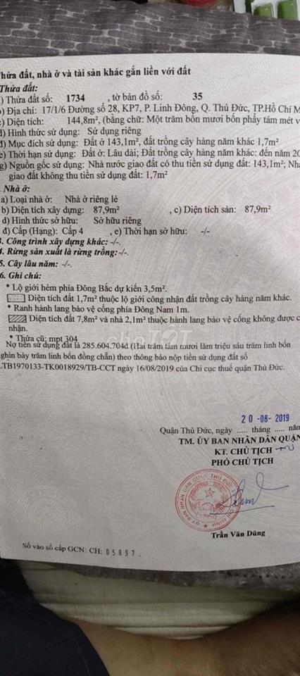 Chính chủ cần bán nhà đường 28 Linh đông gàn vành đai 2