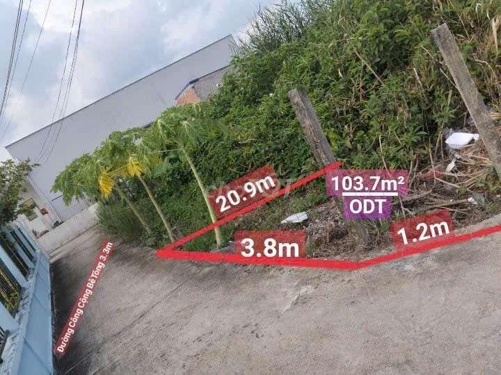 ĐẤT ODT 
mềm : P5  TP TÂN AN- LONG AN.CŨ..
Diện Tích: 103.7mv ODT shr