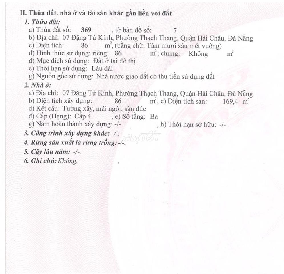 Bán nhà 3 tầng đặng tử kính