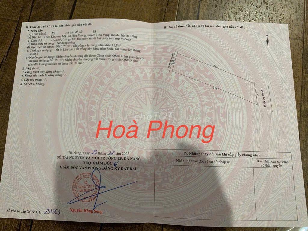 📌📌📌Làm việc trực tiếp giá tốt !!! Bán đất thổ cư Hòa Nhơn Hòa Vang
