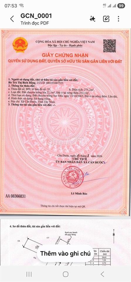 ĐẤT THỔ CƯ- BỜ MỒI