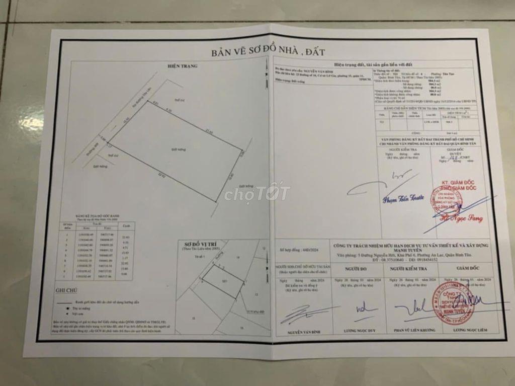 NhÀ CÓ VIỆC CẦN BÁN NHANH LÔ ĐẤT 504M2  Đ. TÂY LÂN, TÂN TẠO , BÌNH TÂN