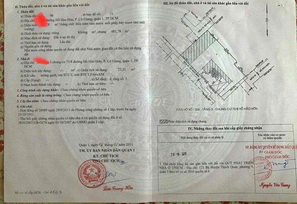 căn hộ trung cư hồ hão hớn bán gấp chính chủ
