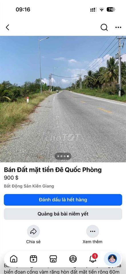 Ngộp bank, cần ra gấp đất mặt tiền Đê Quốc Phòng Giá rẻ