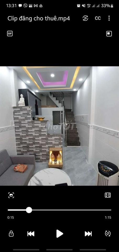 Nhà 1 trệt + 1 lầu, 1WC, Ban công, Bếp