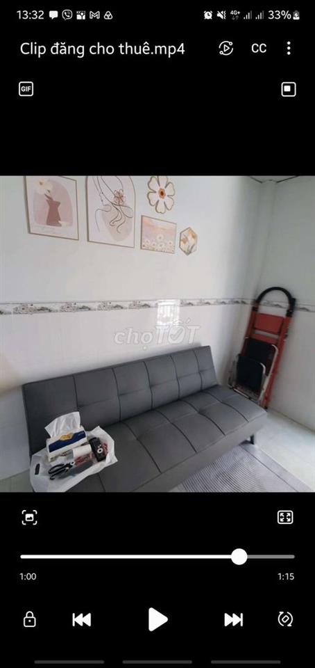 Nhà 1 trệt + 1 lầu, 1WC, Ban công, Bếp