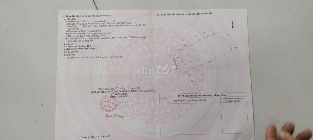 Cần bán gấp 6.792m² đất khu vực ĐT877C Gò Công