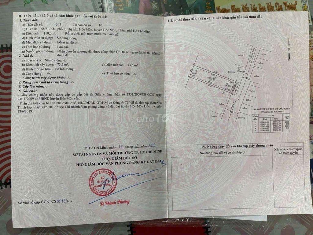 Cần bán nhà cấp 4 mới hẻm Quang Trung, Hoc Môn