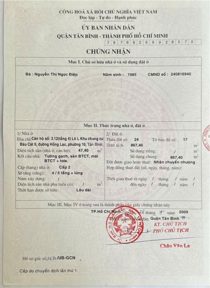 BÀU CÁT 2  – 48M2 (2PN 1WC) – 1 ĐỜI CHỦ Ở KỸ – GIÁ :2.5 TỶ (KO GM)