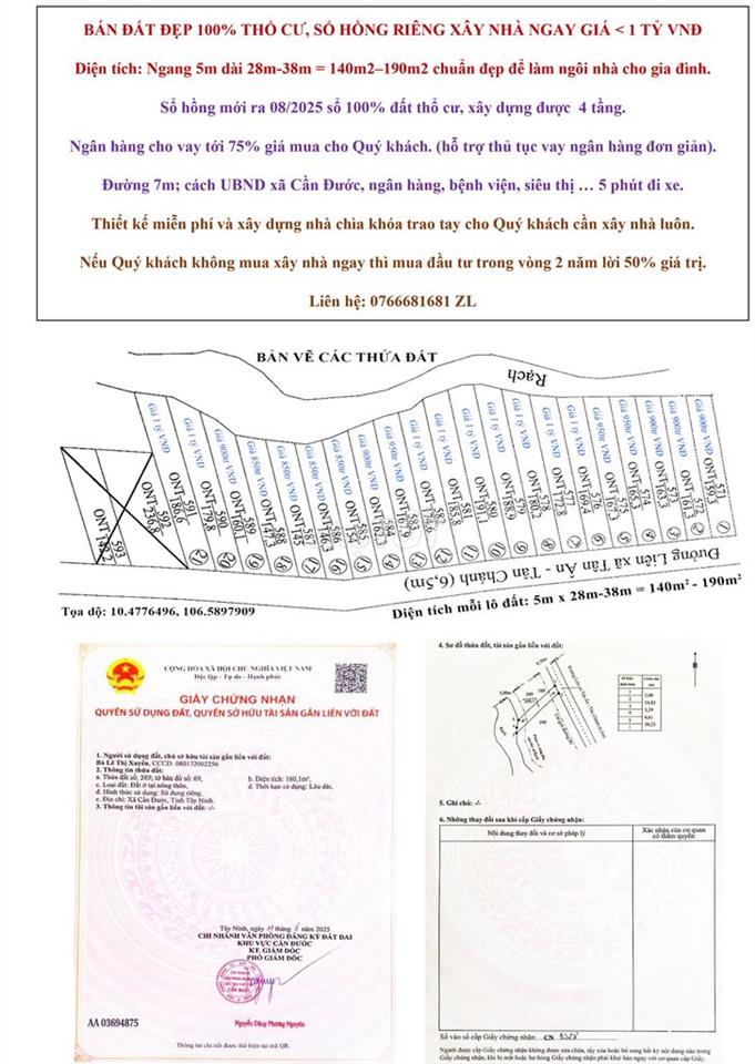 BÁN ĐẤT ĐẸP 100% THỔ CƯ, SỔ HỒNG RIÊNG XÂY NHÀ NGAY GIÁ < 1 TỶ VNĐ