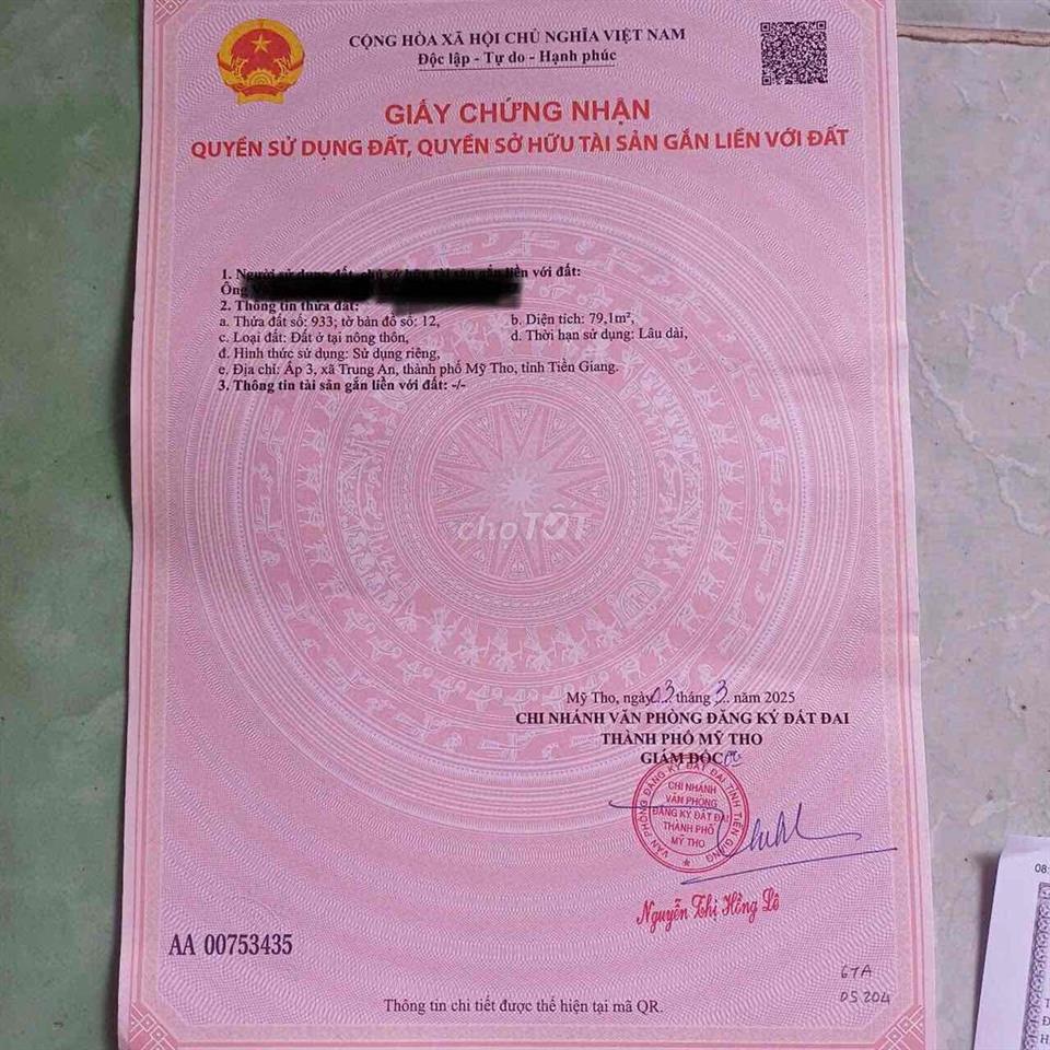Đất full thổ cư khu dân cư trí thức, tiện ích đầy đủ gần trung tâm