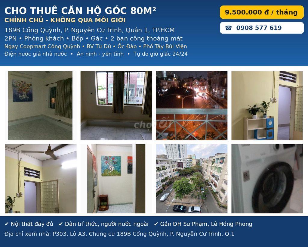 CHO THUÊ CĂN HỘ GÓC Q1 - CHÍNH CHỦ, KHÔNG QUA MÔI GIỚI