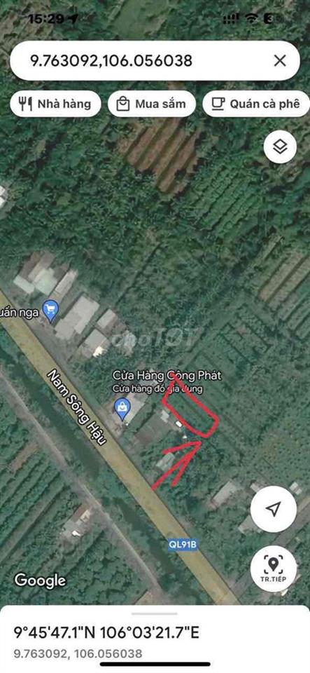Đất SHR Thổ Vườn 1434m sát MT Nam Sông Hậu Cần Thơ mới