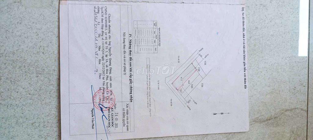 Lô gốc, 2ty590, đất 2 mặt tiền đường Tân Hiệp 41, lô gốc 6x20