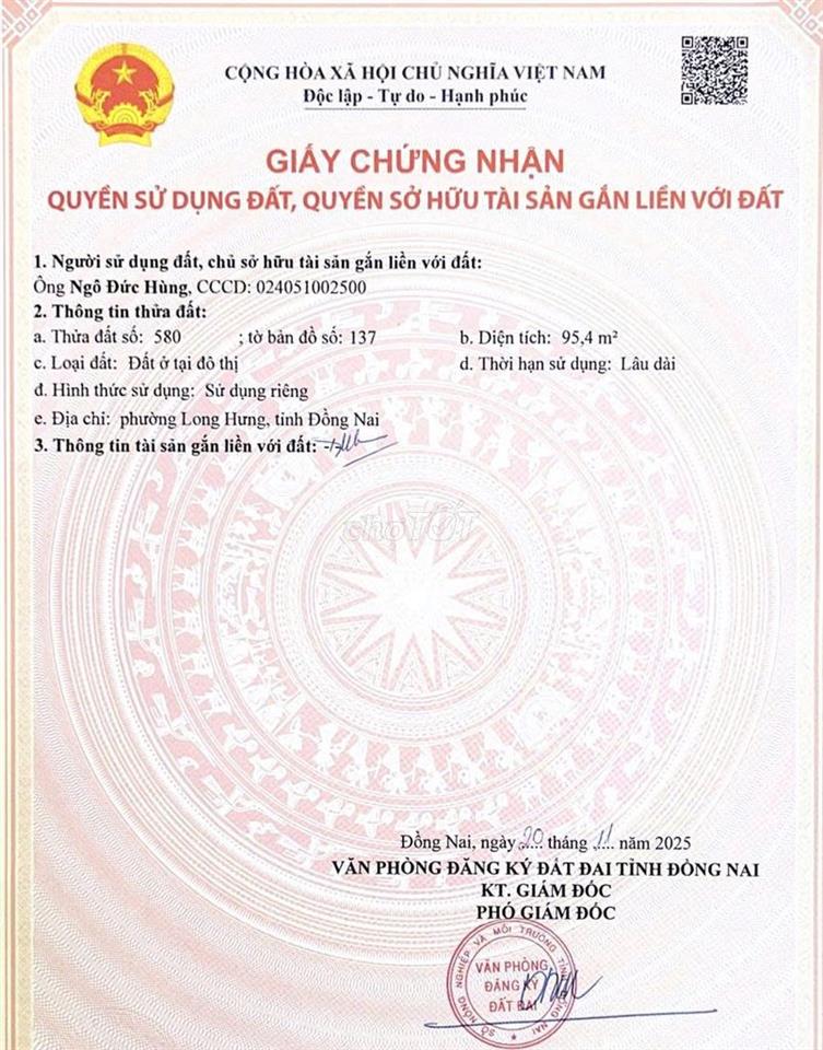 Bán gấp đất tại Phố Nguyễn Thiện Thuật, 1,8 tỷ, 95 m2, mặt tiền 12m