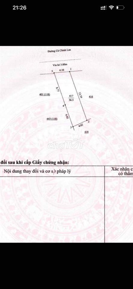chính chủ cần bán lô đất mặt tiền cù chính lan, ngay chợ mẹ nhu